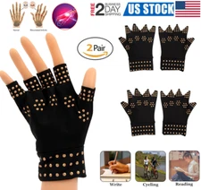 2 Pairs Copper Compression Arthritis Treat Gloves Wrist Hand Support Pain Relief