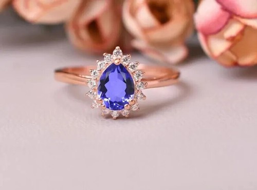 925 Argento Sterling Tanzanite Gemma Gioielli Anniversario Regalo Per Donna - 第 1/6 張圖片