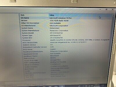 Panasonic Let's Note CF-S10 12.1in Laptop Notebook Core i5-2520M