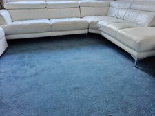 Stage Left Arm Facing Leather chaise Corner Suite Sofa Snow Opal Combination