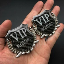 2x Carbon Fiber VIP Luxury Car Emblem Trunk Badge Fuel Gas Tank Cover Sticker
