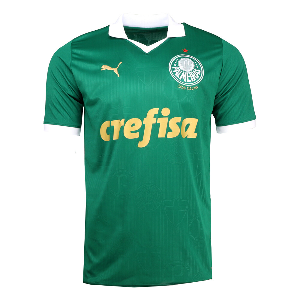 Домашняя футбольная майка Puma Palmeiras Torcedor с V-образным вырезом и коротким рукавом 24 размера для мужчин