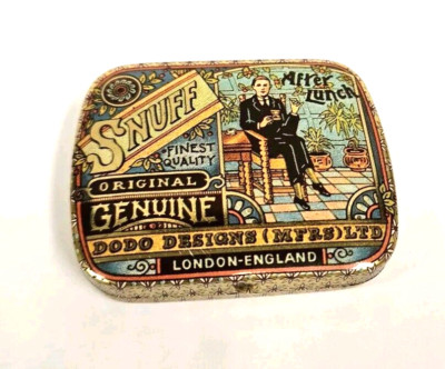 Vintage Dodo Designs After Lunch Snuff Tin Pill Box London England