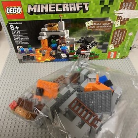 LEGO MINECRAFT 21113 The Cave INCOMPLETE W/ BOX, MINIFIGS & INSTRUCTIONS