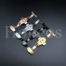 US Stainless Steel Watch Butterfly Clasp Deployment Push Button Buckle ​10-24mm