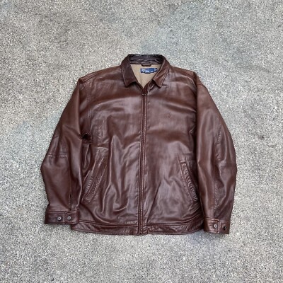 ジャケット・アウター 90s Polo by Ralph Lauren leather jacket Rare 90s Polo Ralph Lauren Cowhide Leather Jacket Men Heavy