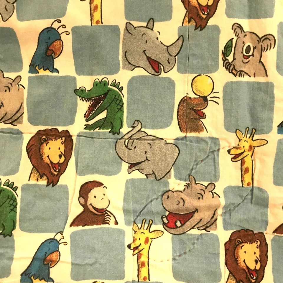 Стеганое одеяло для детской кроватки ручной работы Curious George - Изображение 4 из 4