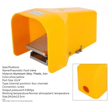 Foot Pedal Operated Control Valve 1/4" NPT Air Pneumatic Switch 2 Position 3 Way
