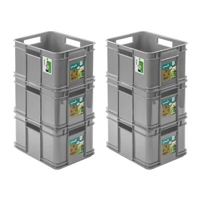 6 x boîte conteneur boîte empilable PAFEN gris 16 L Eco Eurobox boîte empilab... - Photo 1/4