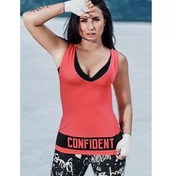 Fabletics Demi Lovato desert rose confident print pink yoga tank top size:  small