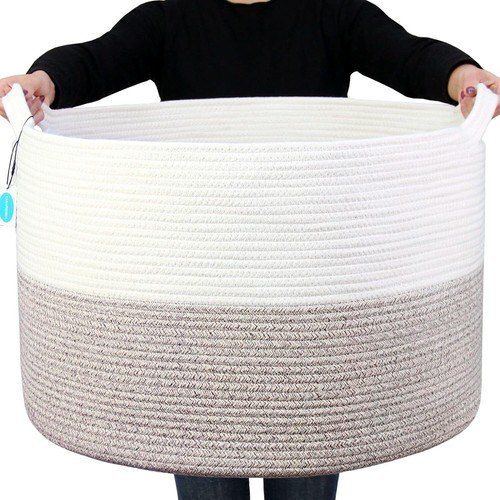 Giant 21.7" Cotton Rope Woven Laundry Blanket Storage Basket