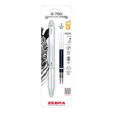 Zebra Pen G-750 Retractable Gel Pen, Pearl White Brass Barrel, Textured Grip, 0.
