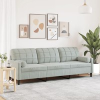 3-Sitzer Sofa Samt Hellgrau 210 Cm Mit Zierkissen