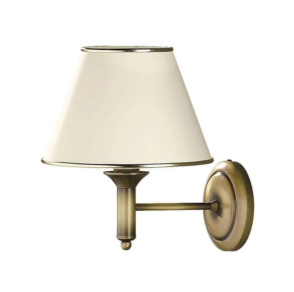 Wandlampe mit Schirm in Messing antik PENELO Wandleuchte Schlafzimmer Wohnzimmer - Bild 1 von 1