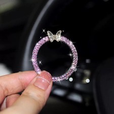 Butterfly Bling Ring Emblem Car Accessories - Cute Bling Car Accessories for Eng