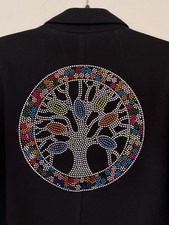 Black Blazer with Rhinestone Tree Design, Size XL