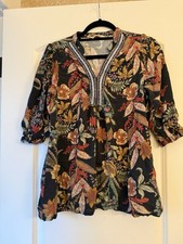 Indian Ethnic Wear Kurti Tops L Black/Multi Floral