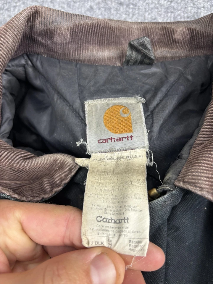 Carhartt Jacket Mens 44 Regular Black Duck Traditional Coat Corduroy Collar - image 2 of 4