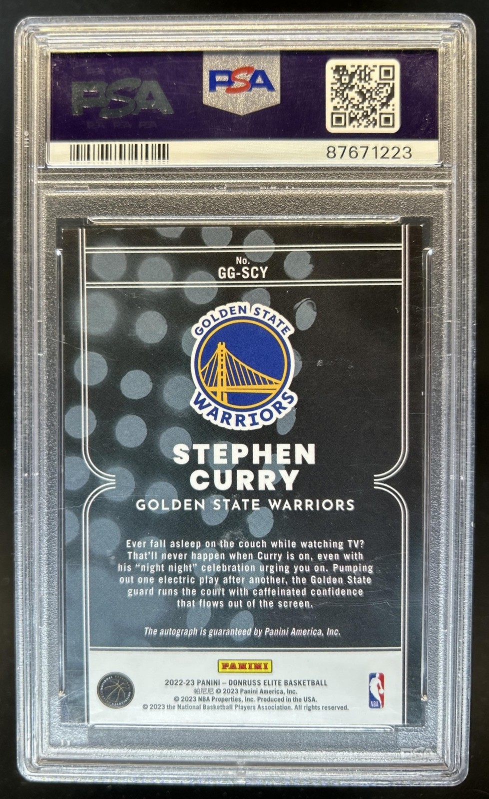 2022-23 Panini Donruss Elite Stephen Curry GenreGraphs Auto #GG-SCY PSA 8 view 2