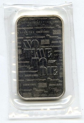 James Bond 007 No Time to Die 999 Fine Silver 1 oz Art Bar Ingot