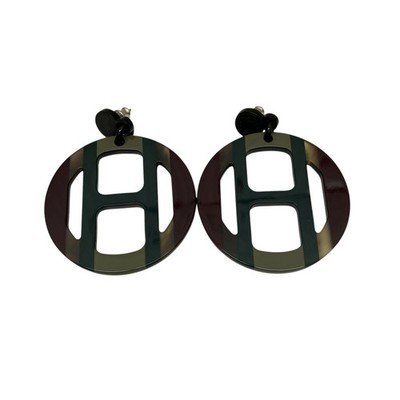 HERMESH Equipe earrings green Authentic From Japan