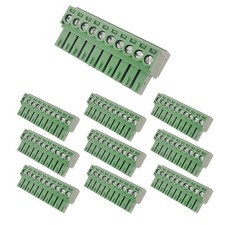 10PCS 10 Pin 3.5mm Pitch PCB Green Pluggable Terminal Block Connector with Se...
