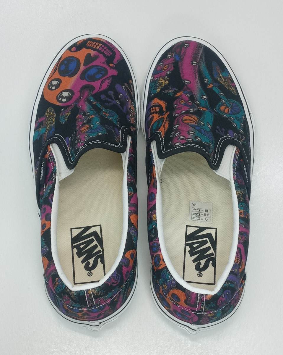 New Vans Unisex Men 7 Women 8.5 Slip On Shoes Trippy Drip Skull Mushrooms Retro Vans Slip On Trippy Drip Skull Mushroom | Mercari main image 4