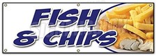 72" Fish & Chips Banner Sign - Cod Haddock, Fried Chips Takeaway
