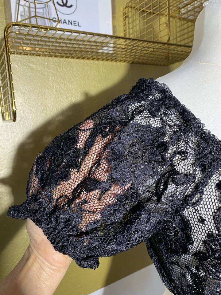 Marjo? Dirndl-Bluse Puffarm Spitze als Carmenbluse tragbar 42/44 schwarz - Bild 3 von 4