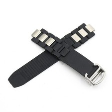 20mm 10mm Black Rubber Wrist Watch Band Strap For Cartier 21 Chronoscaph