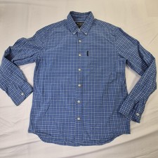Abercrombie  Fitch Shirt Mens Medium Blue Check Long Sleeve Button Down Cotton