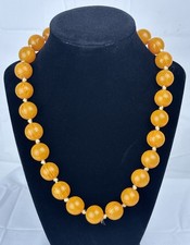 Vintage Chunky Amber-Tone Bakelite Style Beaded Choker Necklace 16in — listing 2