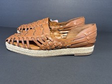 Sam Libby Asha Saddle Women's Sz 10 Huarache Espadrilles Brown Leather Sandal