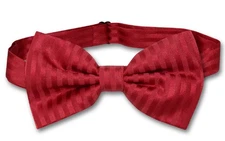 Vesuvio Napoli BOWTie RED Color Striped Vertical Stripes Mens Bow Tie