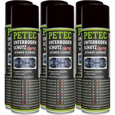 6x PETEC UNTERBODENSCHUTZ BITUMEN SPRAY 500 ml ROST STEINSCHLAG-SCHUTZ SCHWARZ
