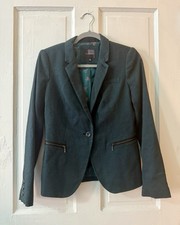 The Limited Blazer Small Women's Lined Pockets Green Single Button Zip Pockets