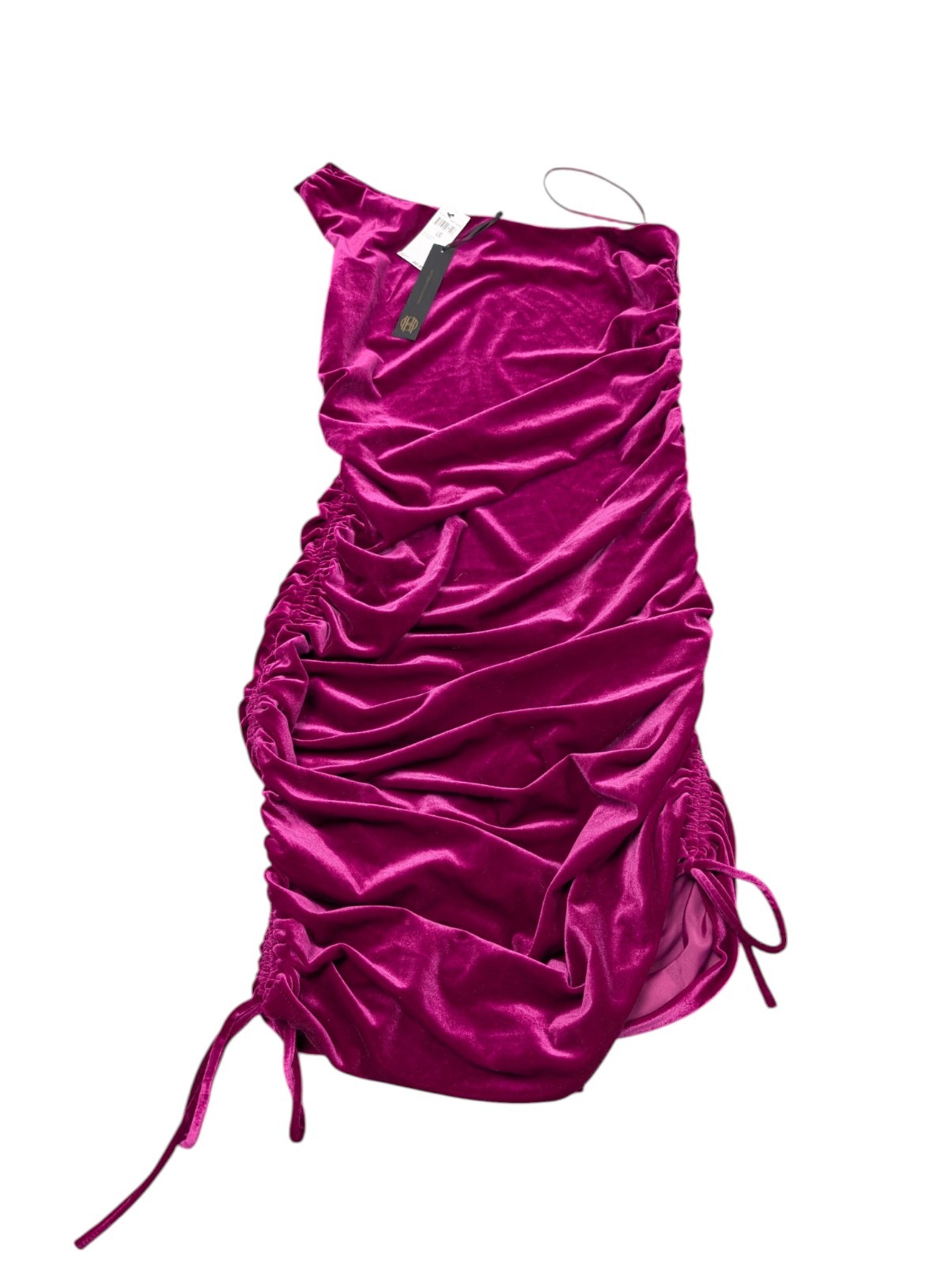 NWT HOUSE OF HARLOW 1960 Magenta Ruched Stretch Midi Dress Bodycon Large Velvet