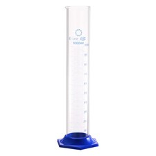 Borosilicate Glass Graduated Cylinder 1000ml Measuring Cylinder Blue Hex Base