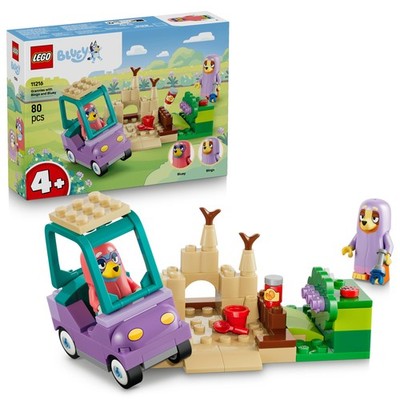 LEGO Bluey Omas mit Bingo und Bluey - Lernspielzeug mit Auto, 2 Minifiguren & Ga
