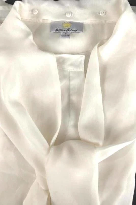 Blusa De Colección Kathleen Kirkwood Para Mujer Crema de Gasa con Bufanda Desmontable, Talla S Foto 3 de 4