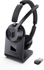 Bluetooth Headset V5.1, Wireless Headset with Noise Canceling Microphone, 40 Hrs