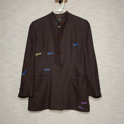 Giorgio Armani Borgonuovo 21 Size 42 Blazer 4B 2V Silk Linen Rayon Brown