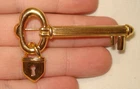 Vintage Monet Gold Tone Skeleton Key Padlock Lock Costume Jewelry Brooch Pin