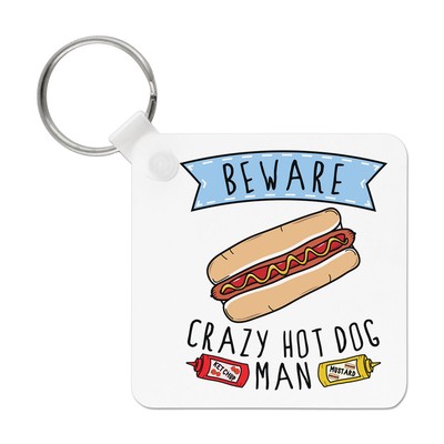 Vorsicht Crazy Hot Dog Mann Schlüsselanhänger Fast Food lustig Witz Chili