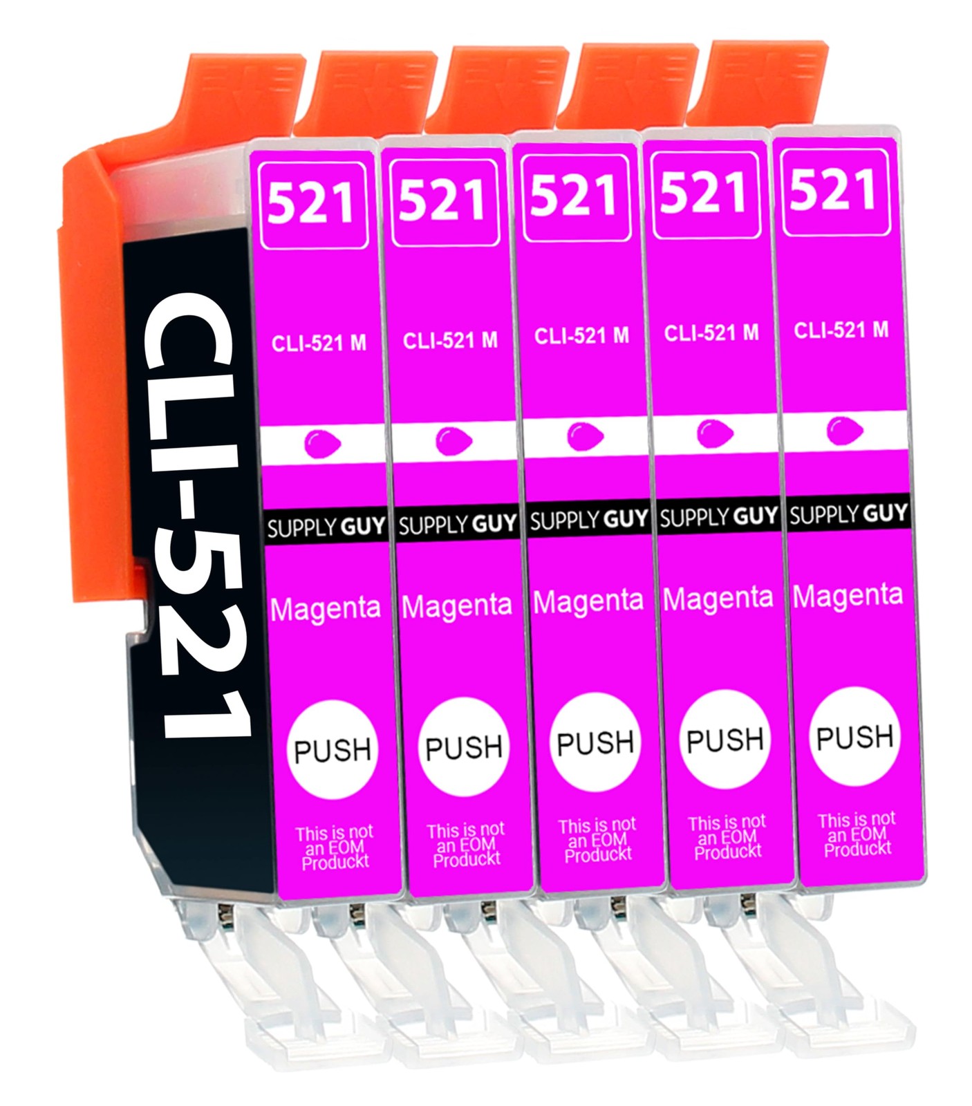 Cartouches CLI-521 Magenta avec puce pour imprimantes jet d'encre Canon - Lot de 5