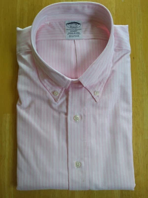 NWOT Brooks Brothers Pink Ground Stripe Button Down 17.5-38 Regent MSRP $140 - Image 1 of 4