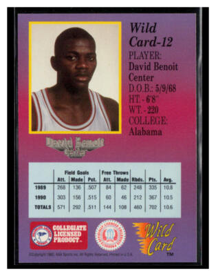 1991-92 Wild Card 5 Stripe #12 David Benoit | eBay
