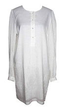 BANANA REPUBLIC S Dress Ecru Ivory Long Puff Sleeve Woven Button Up Shift EUC