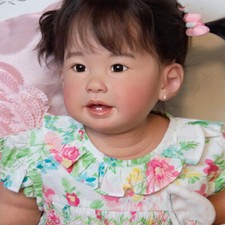 Cute 28" Finished Reborn Baby Doll Toddler Girl Short Rooted Hair Cloth Body Toy