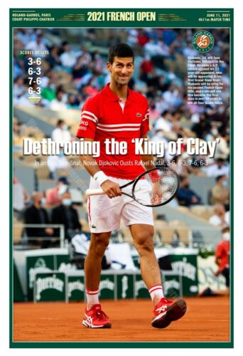 DJOKOVIC BEATS NADAL IN FRENCH OPEN SEMIFINAL 13”x19” COMMEMORATIVE POSTER - Picture 1 of 1